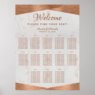 13 Bord Placeringsplan Bröllop Koppar Marmor Metal Poster