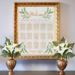 13 Bord Sittplatsdiagram Grey Botanical Lövs Poster