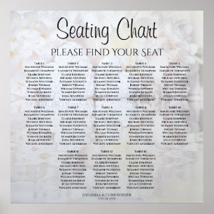 13 Bord Vita reflektioner Bröllop Sittdiagram Poster