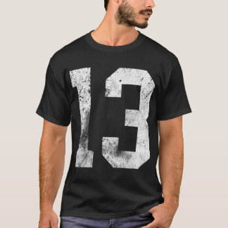13 Coolors stressad födelsedag Lucky Number Player T Shirt