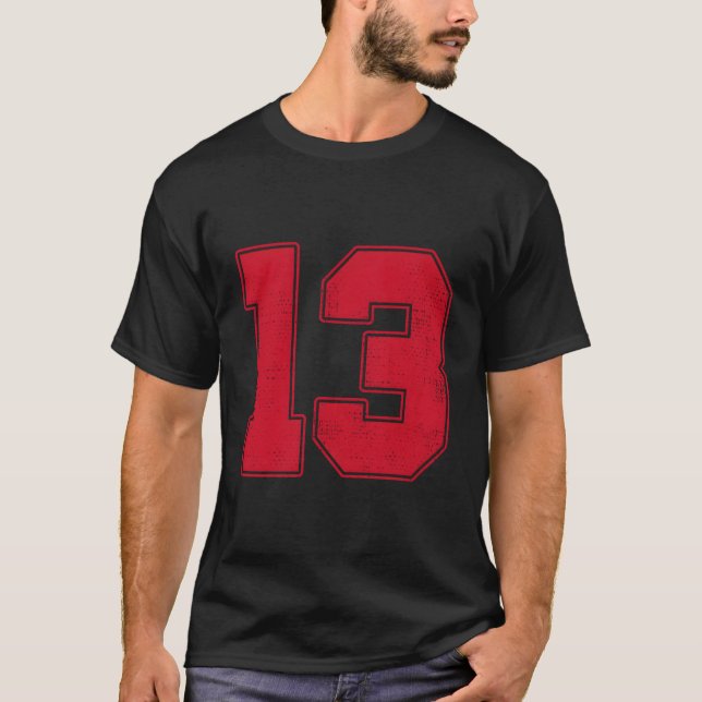 #13 Dispositionsnummer 13 Varsity Fläkt Sports Tea T Shirt (Framsida)