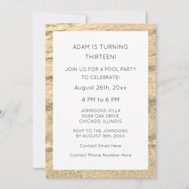 13:e Anpassningsbarna Ålder Vatten Abstrakt Beach  Inbjudningar (Framsida)