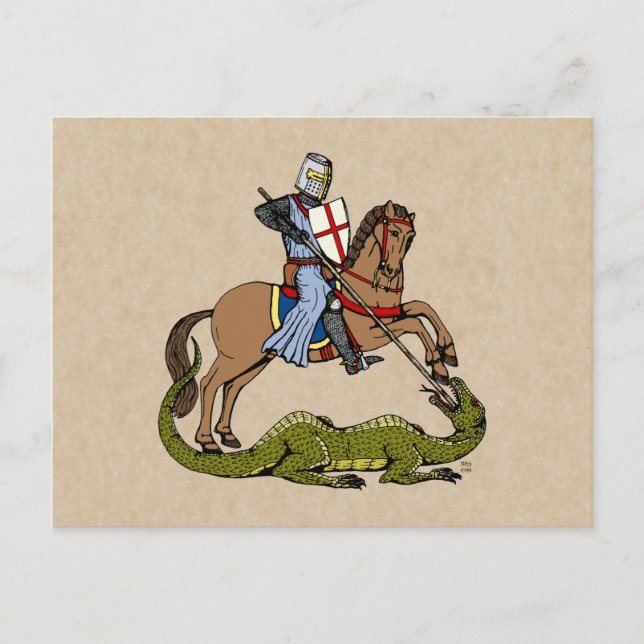 13:e århundradet Saint George och Dragon Vykort (Framsida)