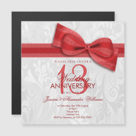 13:e årsdagen av äktenskapet Damask och falsk Bow Magnetisk Inbjudningskort