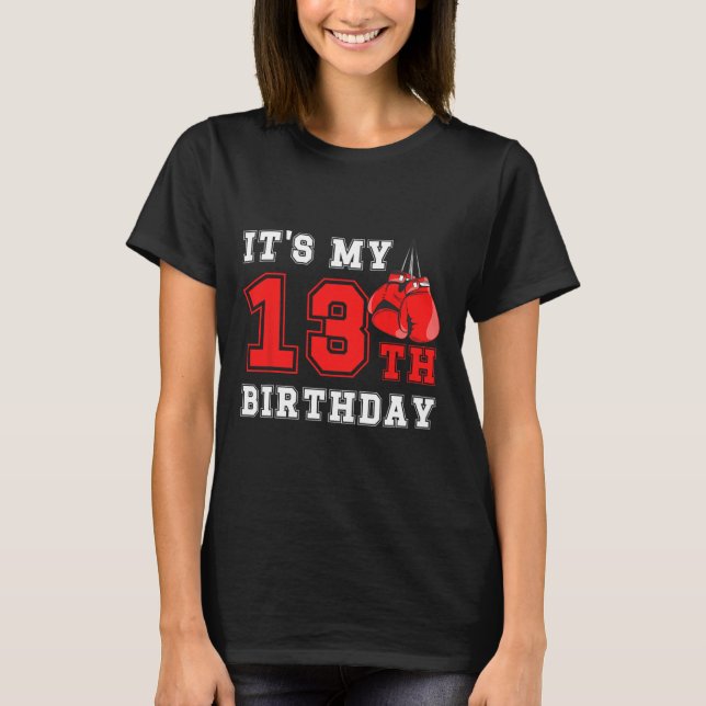 13:e boxningsfödelsedagsfest Trettonårig boxare T Shirt (Framsida)