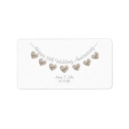 13:e Bröllop-årsdagen för snöre-hjärtetiketter Adressetikett