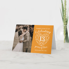 13:e Bröllop-årsjubileet för citrinhjärta Kort