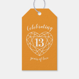 13:e citrine bröllop-årsdagen orange av hjärtsvikt presentetikett