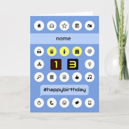 13:e datorfödelsedagen, lägg till namn personlig kort