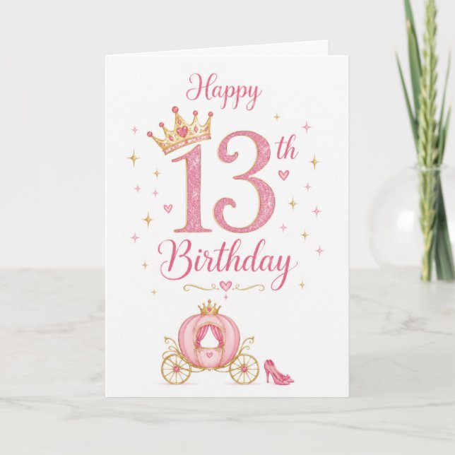 13:e flick prinsessa födelsedag kort (Framsida)