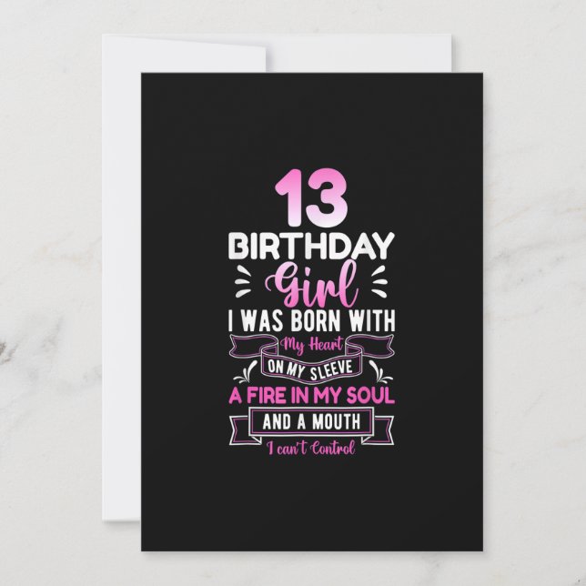 13:e födelsedag 13 år Girls Funny Teenager Birthd Inbjudningar (Framsida)
