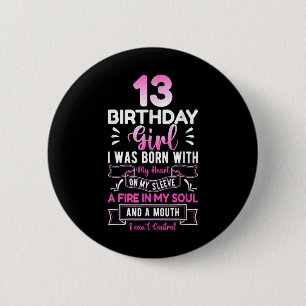 13:e födelsedag 13 år Girls Funny Teenager Birthd Knapp
