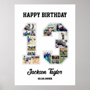 13:e födelsedag 13 fotokollage poster