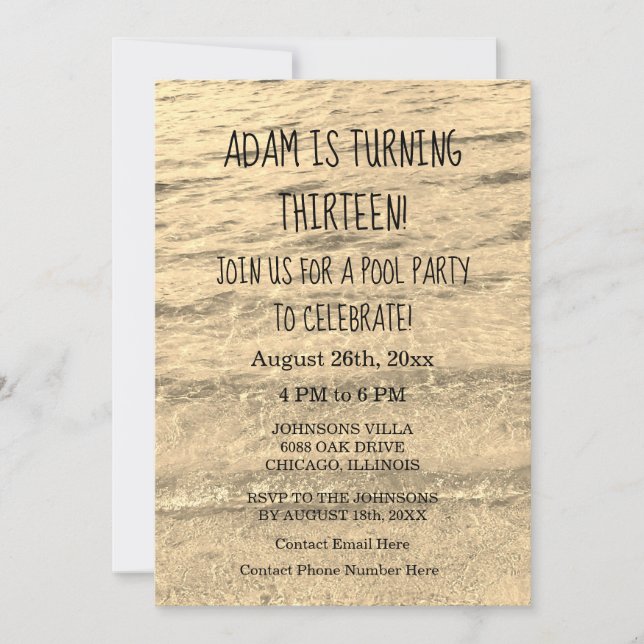 13:e födelsedag Anpassningsbarna Namn Sparkly Vatt Inbjudningar (Framsida)