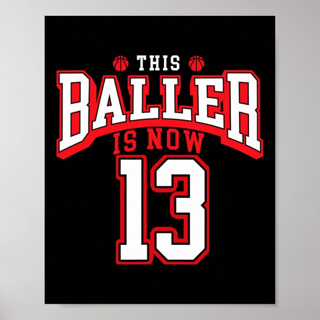13:e födelsedag Basketball Älskare 13-åring Poster (Framsidan)