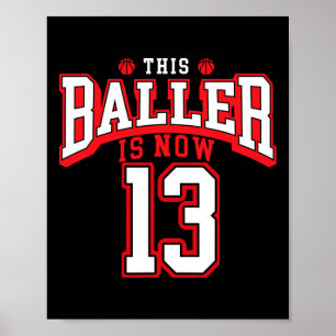 13:e födelsedag Basketball Älskare 13-åring Poster