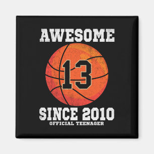13:e födelsedag Basketball Fläkt 13 år gammal Offi Magnet