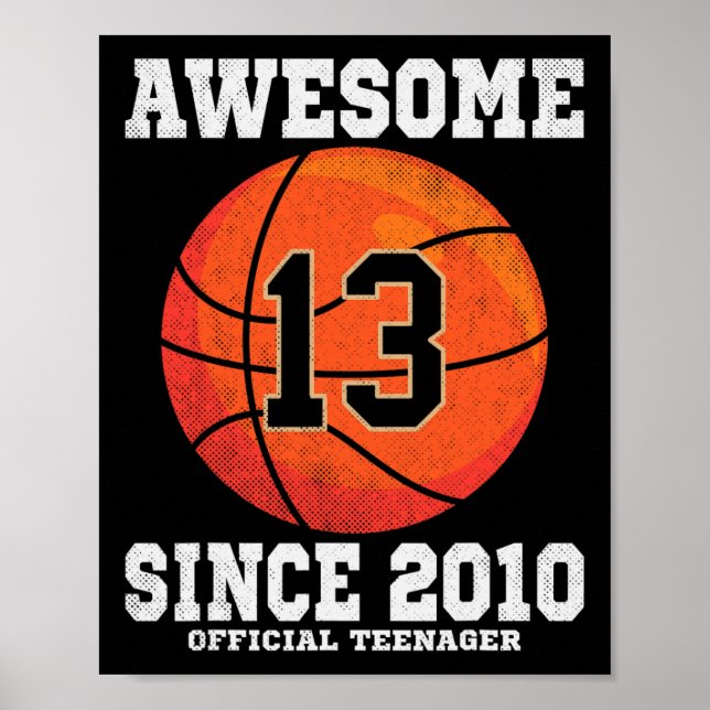 13:e födelsedag Basketball Fläkt 13 år gammal Offi Poster (Framsidan)