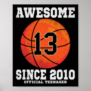 13:e födelsedag Basketball Fläkt 13 år gammal Offi Poster