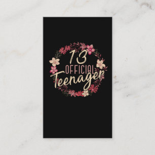 13:e födelsedag blomma 2008 Officiell Teenager Gi Visitkort