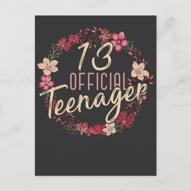 13:e födelsedag blomma 2008 Officiell Teenager Gir Vykort (Framsida)