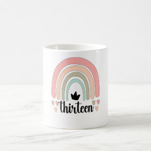 13:e födelsedag Boho Rainbow Party Kids 13-åriga Kaffemugg