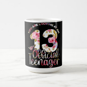 13:e födelsedag flickor 13 år Tonåring tonårin Kaffemugg