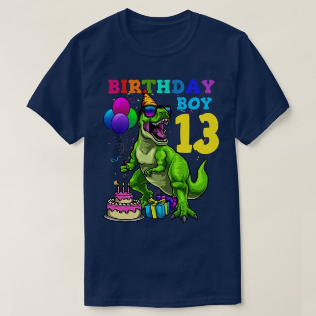 13:e födelsedag Födelsedag Boy 13 Dinosaur T Shirt (Design framsida)