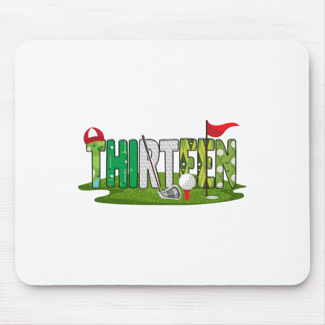 13:e födelsedag Golf-tema 13 år gammal barnsport P Musmatta (Framsidan)