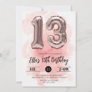 13:e födelsedag inbjudan till Rosa