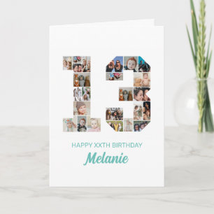 13:e födelsedag nummer 13 Personlig för fotokollag Kort