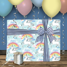 13:e födelsedag: Rainbow Unicorn Blue Clouds Stars