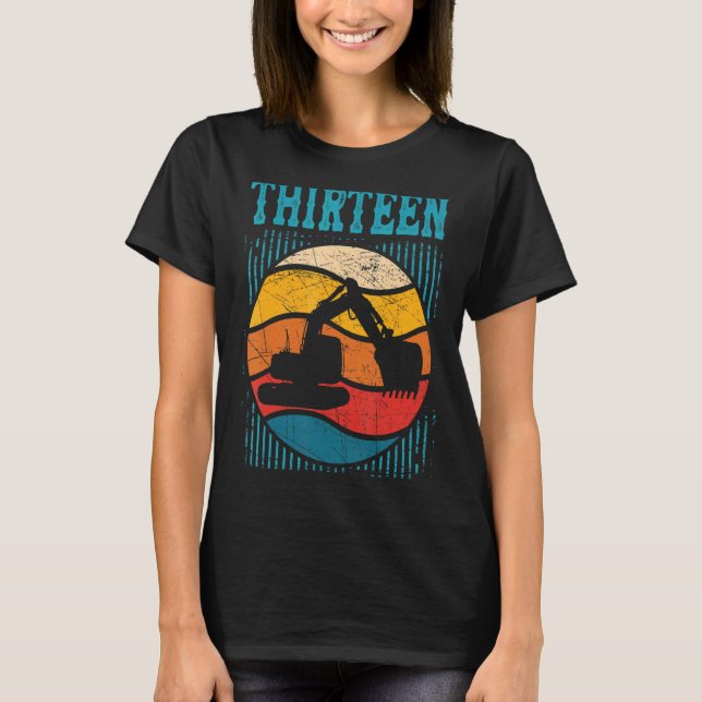13:e födelsedag: Retro Excavator Construction Ford T Shirt (Framsida)