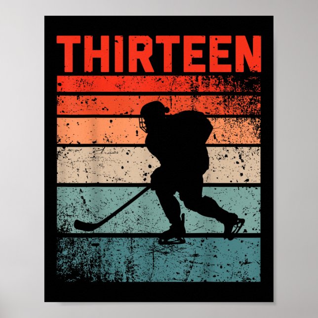 13:e födelsedag Retro Ice Hockey 13 år gammal Boy  Poster (Framsidan)