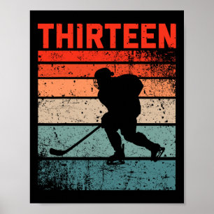 13:e födelsedag Retro Ice Hockey 13 år gammal Boy Poster
