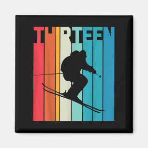 13:e födelsedag Retro Ski Älskare Skier 13 år O Magnet