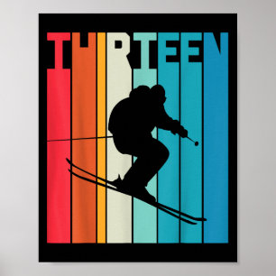 13:e födelsedag Retro Ski Älskare Skier 13 år O Poster