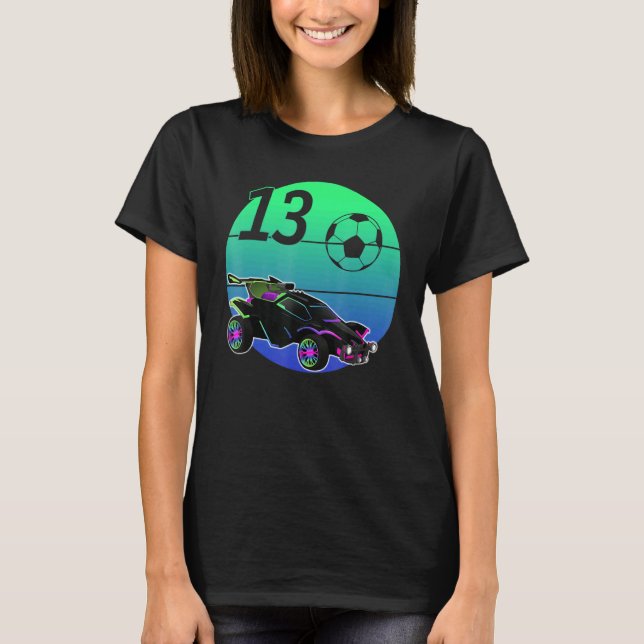 13:e födelsedag Retro Stil Rocket Rc Fotbil Lea T Shirt (Framsida)