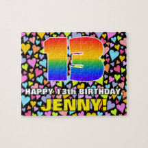 13:e födelsedag - Roligt, hjärtklappning + "13"