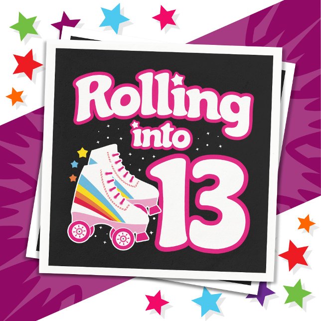13:e födelsedag Roller Skatt 13 år gammalt Skate Pappersservett (Skapare uppladdad)