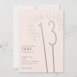 13:e födelsedag Sparkler-flickinbjudan Inbjudningar