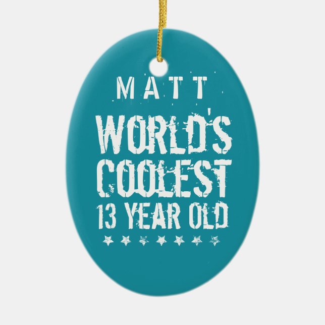 13:e födelsedag världens äldsta 13-åriga Teal Z13 Julgransprydnad Keramik (Framsidan)