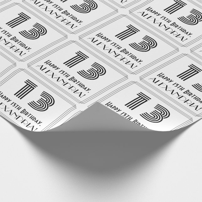 13:e födelsedagen: Art Deco Inspired Stil "13" + N Presentpapper (Hörn)