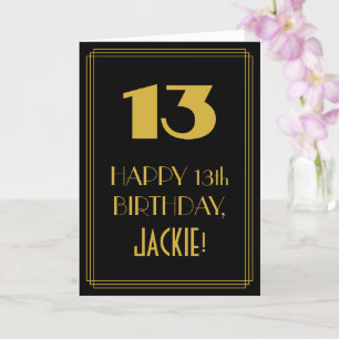 13:e födelsedagen ~ Art Deco Inspired Titta "13" & Kort