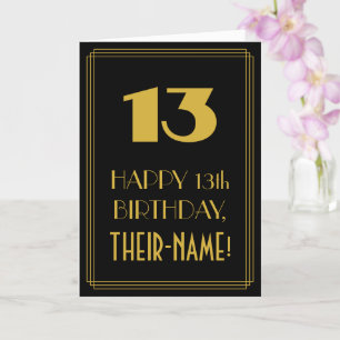 13:e födelsedagen - Art Deco Inspired Titta "13" o Kort