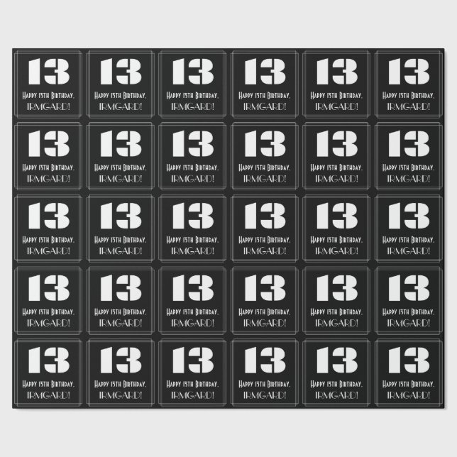 13:e födelsedagen: Art Deco Inspired Titta "13" oc Presentpapper (Seam)