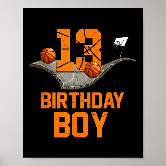 13:e födelsedagen Basketball Jersey 13-årig pojke  Poster (Framsidan)