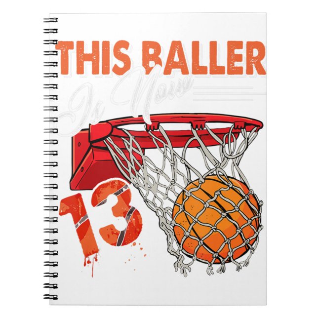 13:e födelsedagen: Basketball TShirt Funny 13 år g Anteckningsbok (Framsidan)