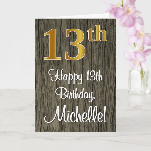 13:e födelsedagen: Elegant Faux Guld look #, Faux  Kort (Orkide)