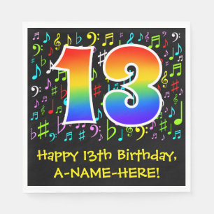 13:e födelsedagen - färgstarka musiksymboler, re pappersservett
